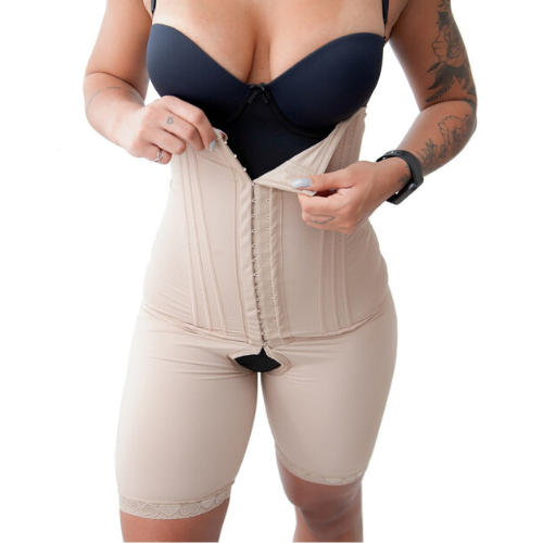 Shorts Modelador Cintura Alta 12 Barbatanas Alta Compressão